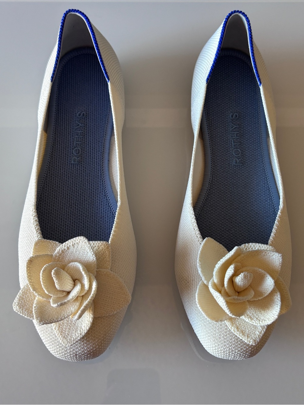 Rothy’s The Flower Flat Ivory Knit Ballet Flats NWOB Size 8 - Picture 1 of 8